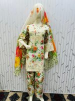 Contraya Printed with Lace Embroidery