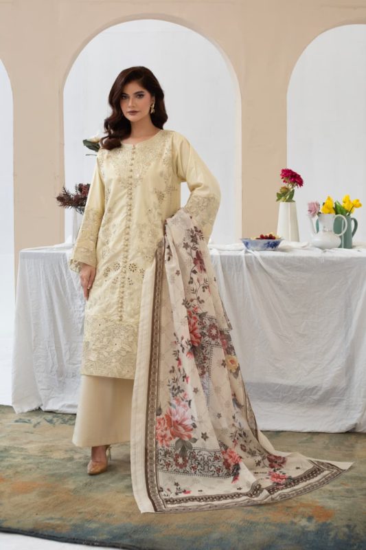 contraya embroidered 3piece