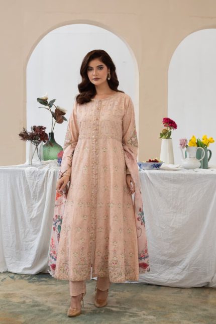 Cambric Embroided 3Piece Down Cut