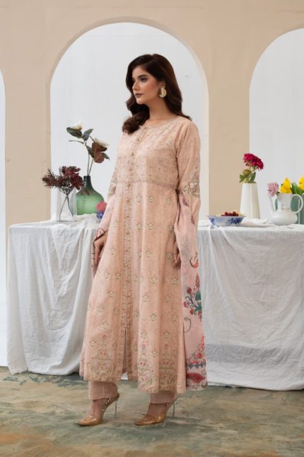 Cambric Embroided 3Piece Down Cut