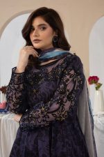 Cambric Cotton Embroidered 3-Piece Blue frock