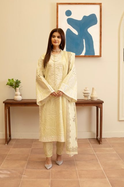 Cambric Embroidered 3-Piece Suit