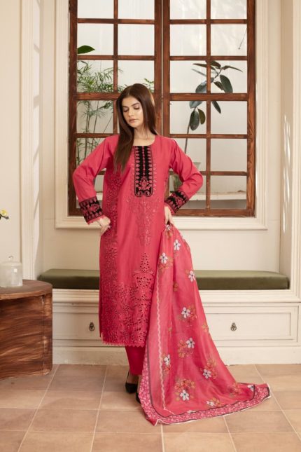 Cambric Embroidered 3-Piece