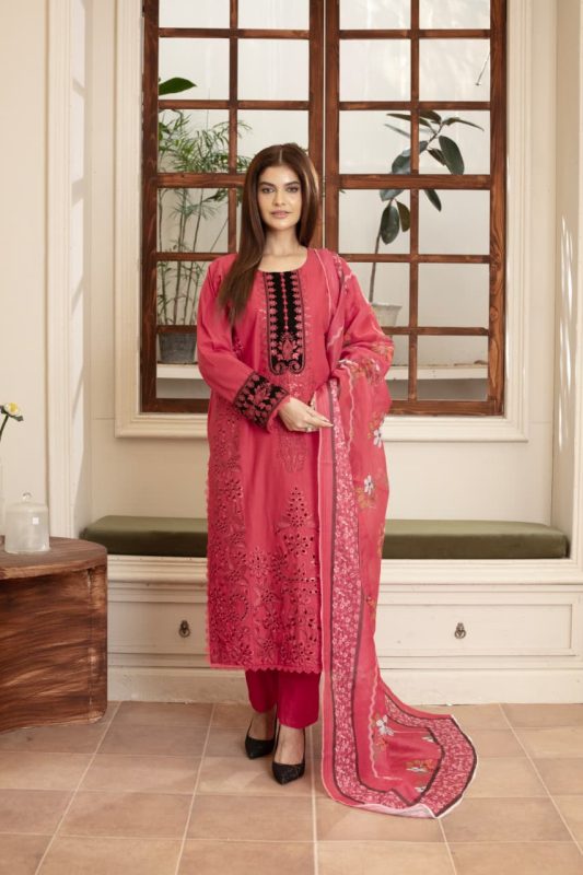 Cambric Embroidered 3-Piece