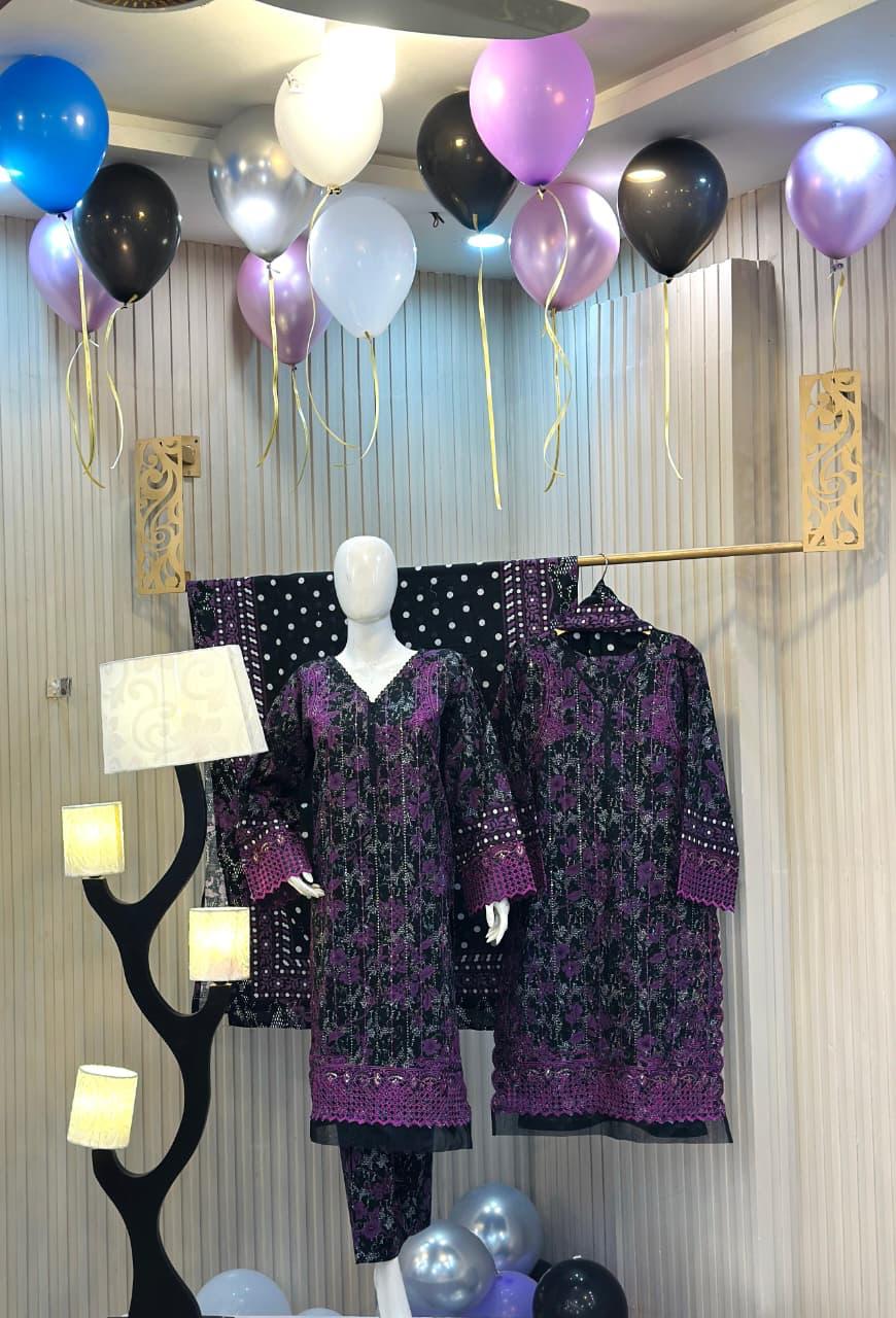 3 Piece Embroidered Khaddar Suit Khaddar Embroidered 3-Piece Suit