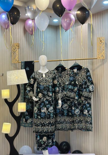 Floral Embroidered Khaddar 3-Piece