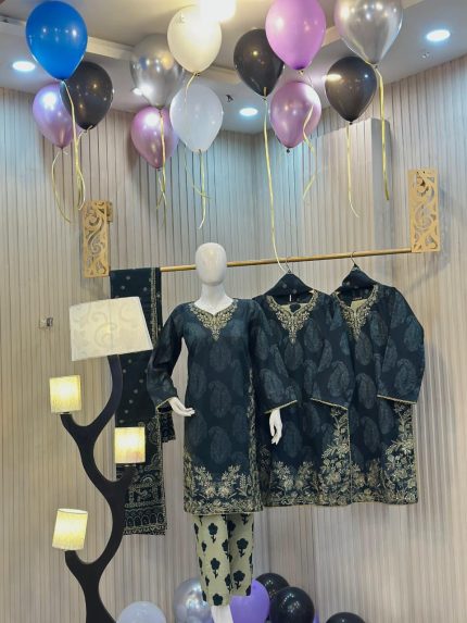 Khaddar 3-Piece Embroidered Dress