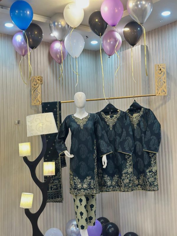 Khaddar 3-Piece Embroidered Dress