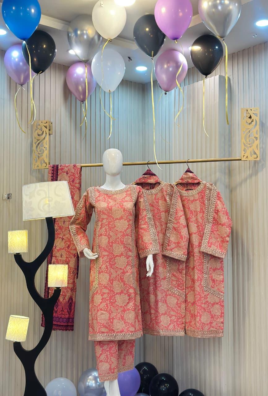 3 Piece Embroidered Khaddar Suit 3 Piece Embroidered Khaddar Suit - Image 1