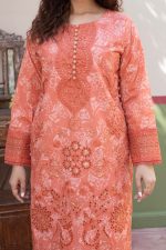 Coral Embroidered Cambric 3-Piece