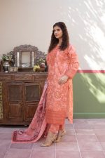 Coral Embroidered Cambric 3-Piece