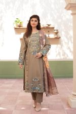 Cambric 3-Piece Suit Beige Embroidered