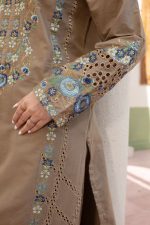 Cambric 3-Piece Suit Beige Embroidered