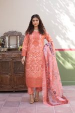 Coral Embroidered Cambric 3-Piece
