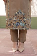 Cambric 3-Piece Suit Beige Embroidered