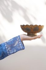 Blue Cambric Cotton 3-Piece Embroidered Suit