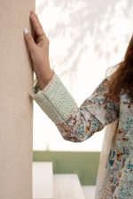 Off-White Floral Cambric Cotton 3-Piece Embroidered Suit