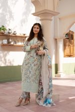 Off-White Floral Cambric Cotton 3-Piece Embroidered Suit