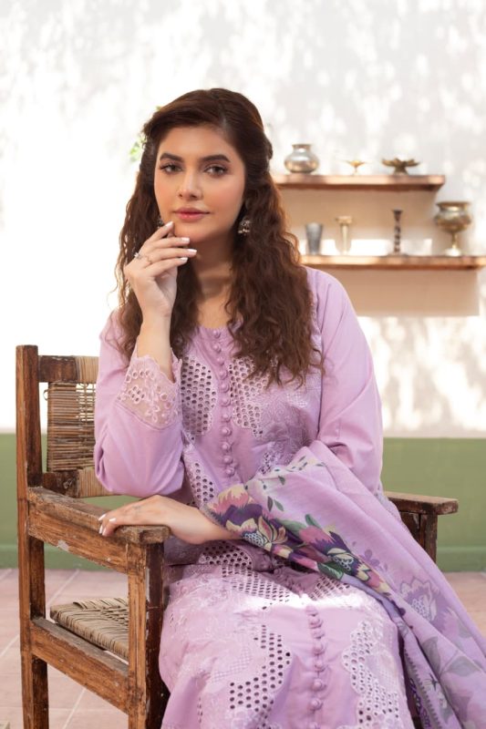 Lavender Embroidered Cambric 3pcs