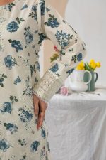 Off-White Floral Cambric Cotton 3-Piece Embroidered Suit