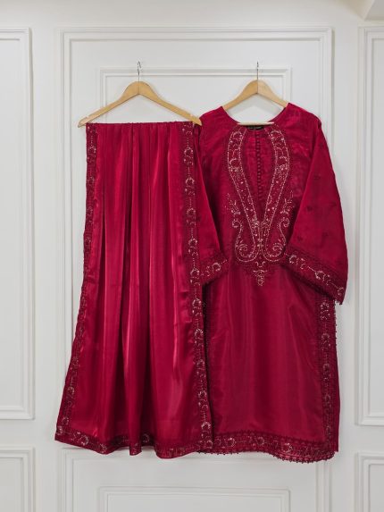Silk Embroidered 3-Piece Dress