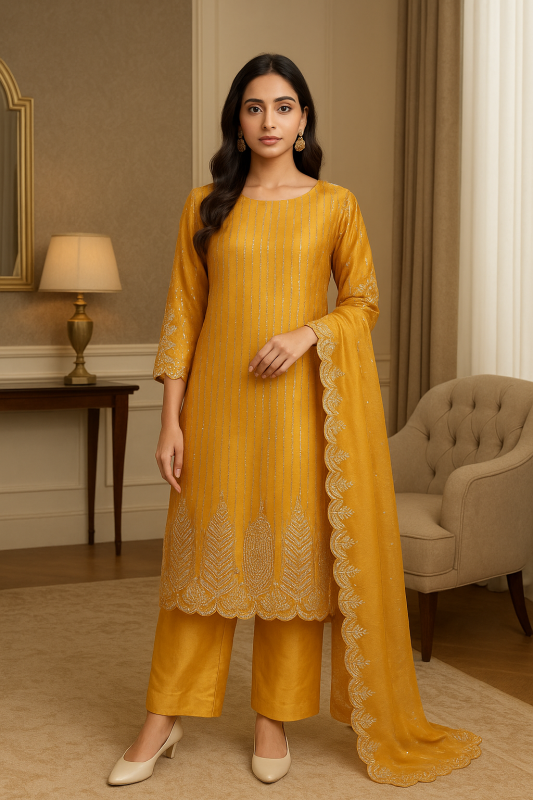 Golden Shisha Silk Suit