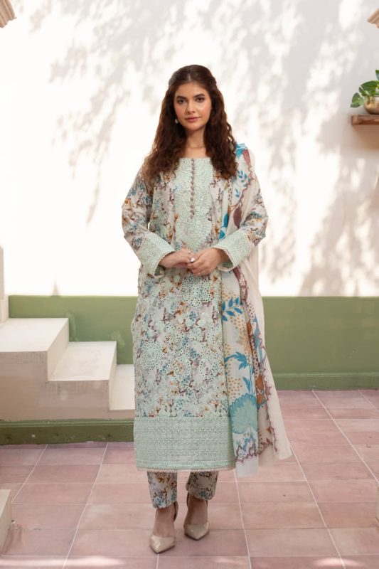 Cambric Cotton Embroidered 3-Piece