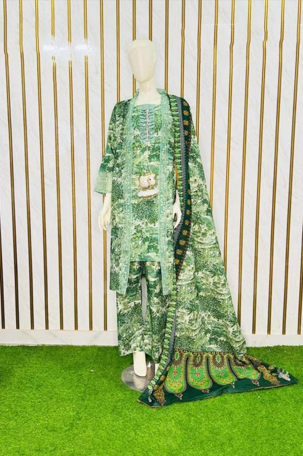 Emerald Grove Winter Khaddar Embroidered