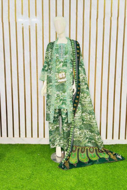 Emerald Grove Winter Khaddar Embroidered