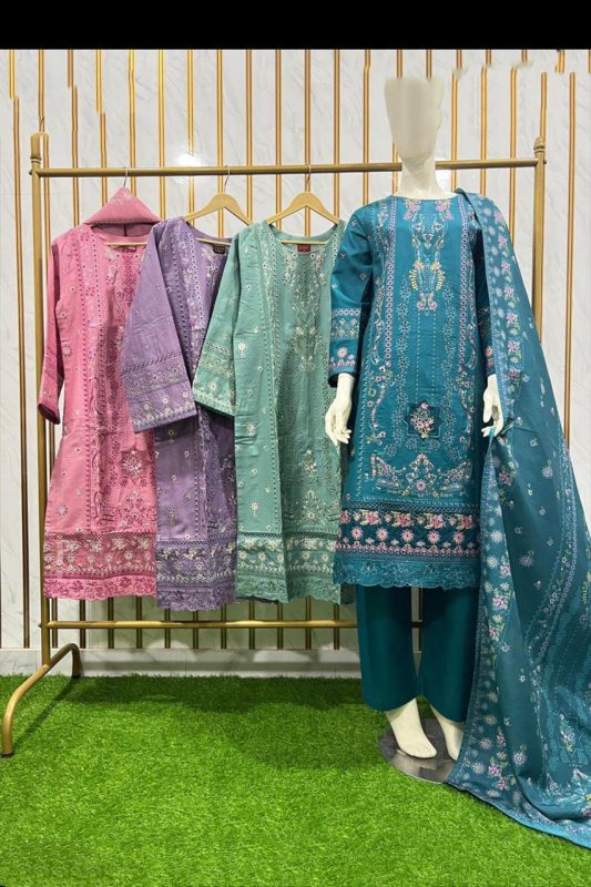 Khaddar Digital Embroidered 3-Piece Winter Suit