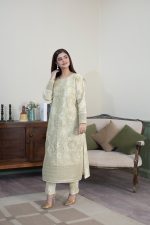 Luxury Cambric 3-Piece Embroidered Suit
