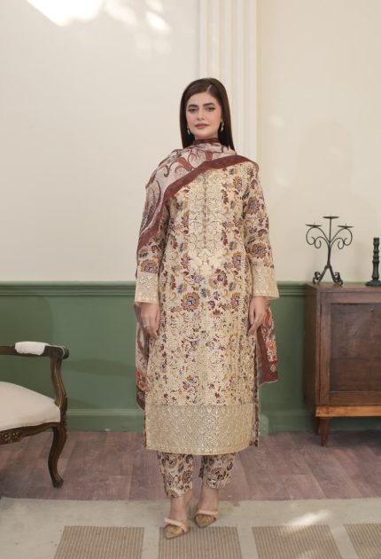 Luxury Embroidered Winter 3 Piece Suit