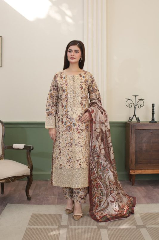 Luxury Embroidered Winter 3 Piece Suit
