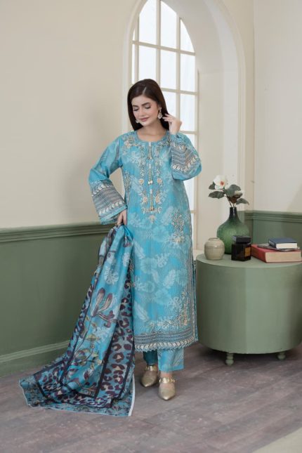 Winter Cambric Cotton 3-Piece – Turquoise