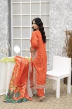 Orange Cambric Winter 3-Piece Embroidered Suit - Image 5