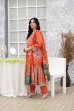 Orange Contraya Winter 3-Piece Embroidered Suit