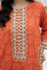 Orange Contraya Winter 3-Piece Embroidered Suit