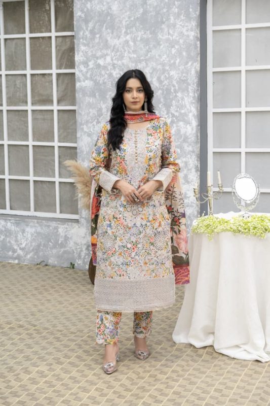 Floral Winter Cotraya 3 Piece Embroidered Suit