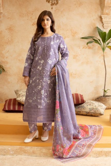 Winter Cotraya 3-Piece Embroidered Dress