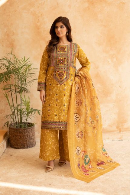 Winter Cotraya 3-Piece Embroidered Dress