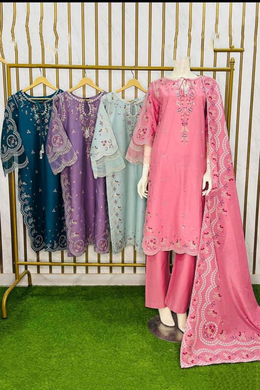 Formal Khaddar 3piece Embroided Dress
