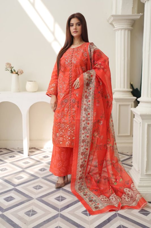 Cambric Embroidered 3-Piece