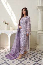 lavender cambric embroidered 3-piece suit