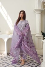 lavender cambric embroidered 3-piece suit