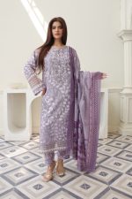 lavender cambric embroidered 3-piece suit
