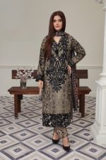 black and beige cambric embroidered 3-piece suit