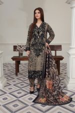 black and beige cambric embroidered 3-piece suit