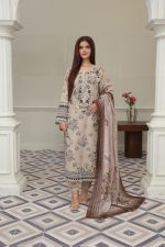 Classic Beige Cambric Embroidered Suit