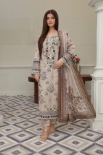 Classic Beige Cambric Embroidered Suit